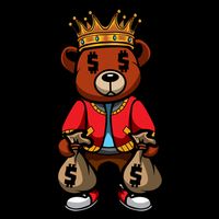 Gangster Teddy Bear King Money Bag Rich Savage Hip Hop Rap Rapper Cartoon Drawstring Bag