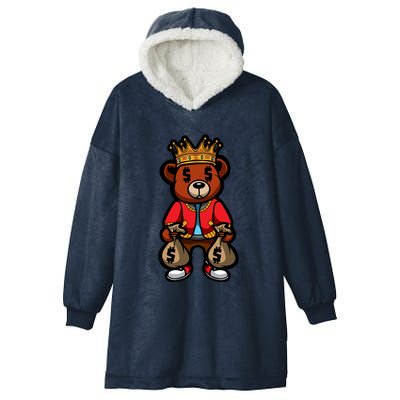 Gangster Teddy Bear King Money Bag Rich Savage Hip Hop Rap Rapper Cartoon Hooded Wearable Blanket