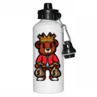 Gangster Teddy Bear King Money Bag Rich Savage Hip Hop Rap Rapper Cartoon Aluminum Water Bottle