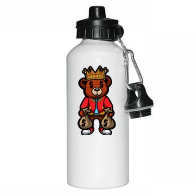 Gangster Teddy Bear King Money Bag Rich Savage Hip Hop Rap Rapper Cartoon Aluminum Water Bottle