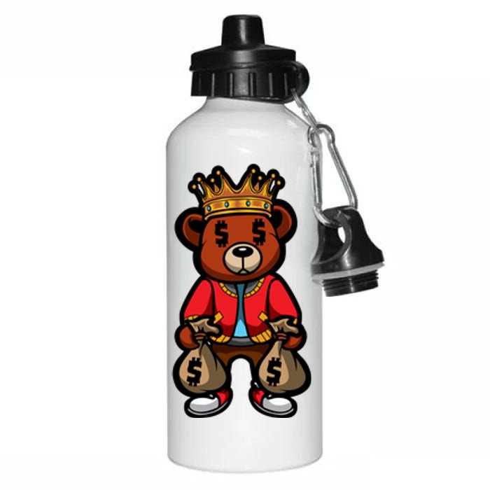 Gangster Teddy Bear King Money Bag Rich Savage Hip Hop Rap Rapper Cartoon Aluminum Water Bottle