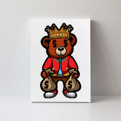 Gangster Teddy Bear King Money Bag Rich Savage Hip Hop Rap Rapper Cartoon Canvas