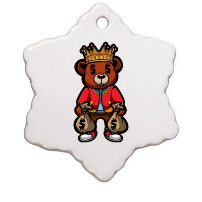 Gangster Teddy Bear King Money Bag Rich Savage Hip Hop Rap Rapper Cartoon Ceramic Star Ornament