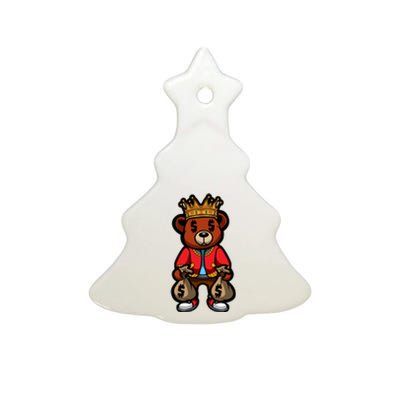 Gangster Teddy Bear King Money Bag Rich Savage Hip Hop Rap Rapper Cartoon Ceramic Tree Ornament