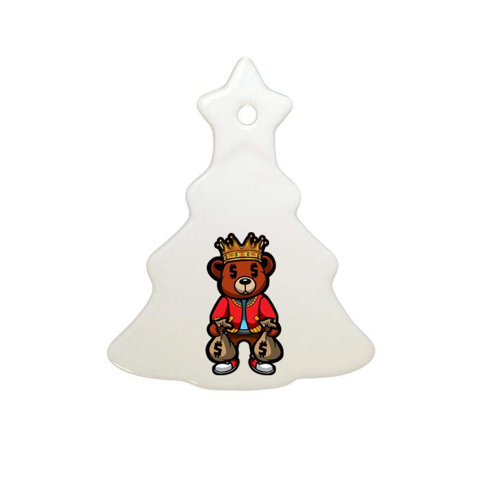 Gangster Teddy Bear King Money Bag Rich Savage Hip Hop Rap Rapper Cartoon Ceramic Tree Ornament