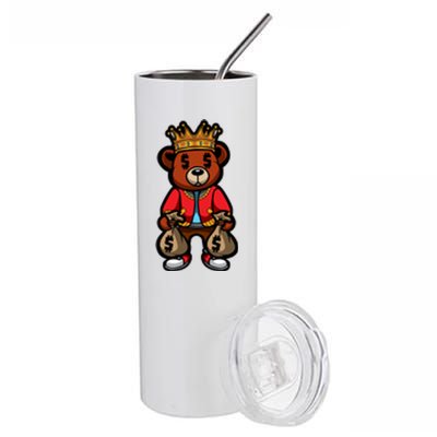 Gangster Teddy Bear King Money Bag Rich Savage Hip Hop Rap Rapper Cartoon Stainless Steel Tumbler