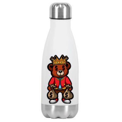 Gangster Teddy Bear King Money Bag Rich Savage Hip Hop Rap Rapper Cartoon Stainless Steel Insulated Water Bottle