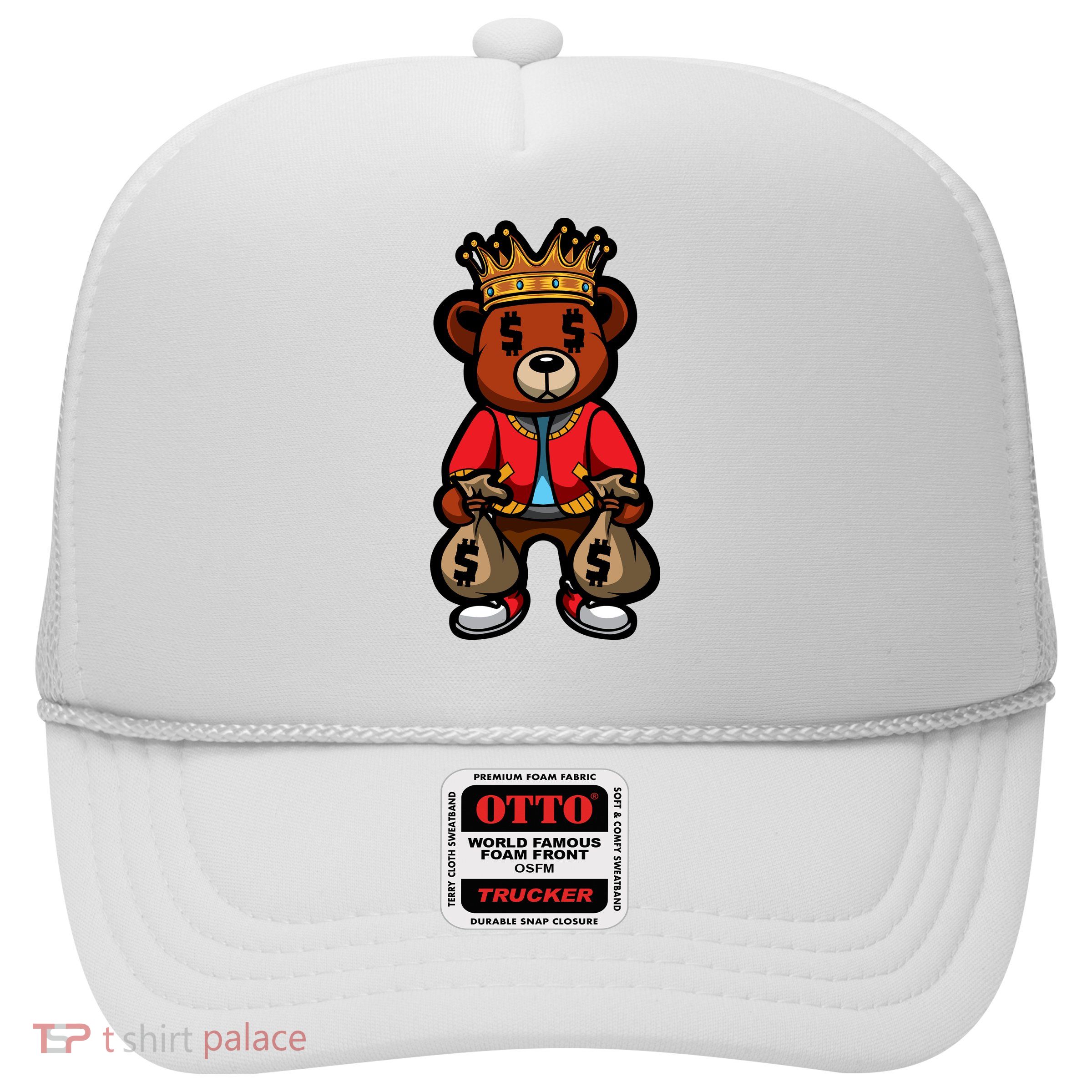 Gangster Teddy Bear King Money Bag Rich Savage Hip Hop Rap Rapper Cartoon Hat
