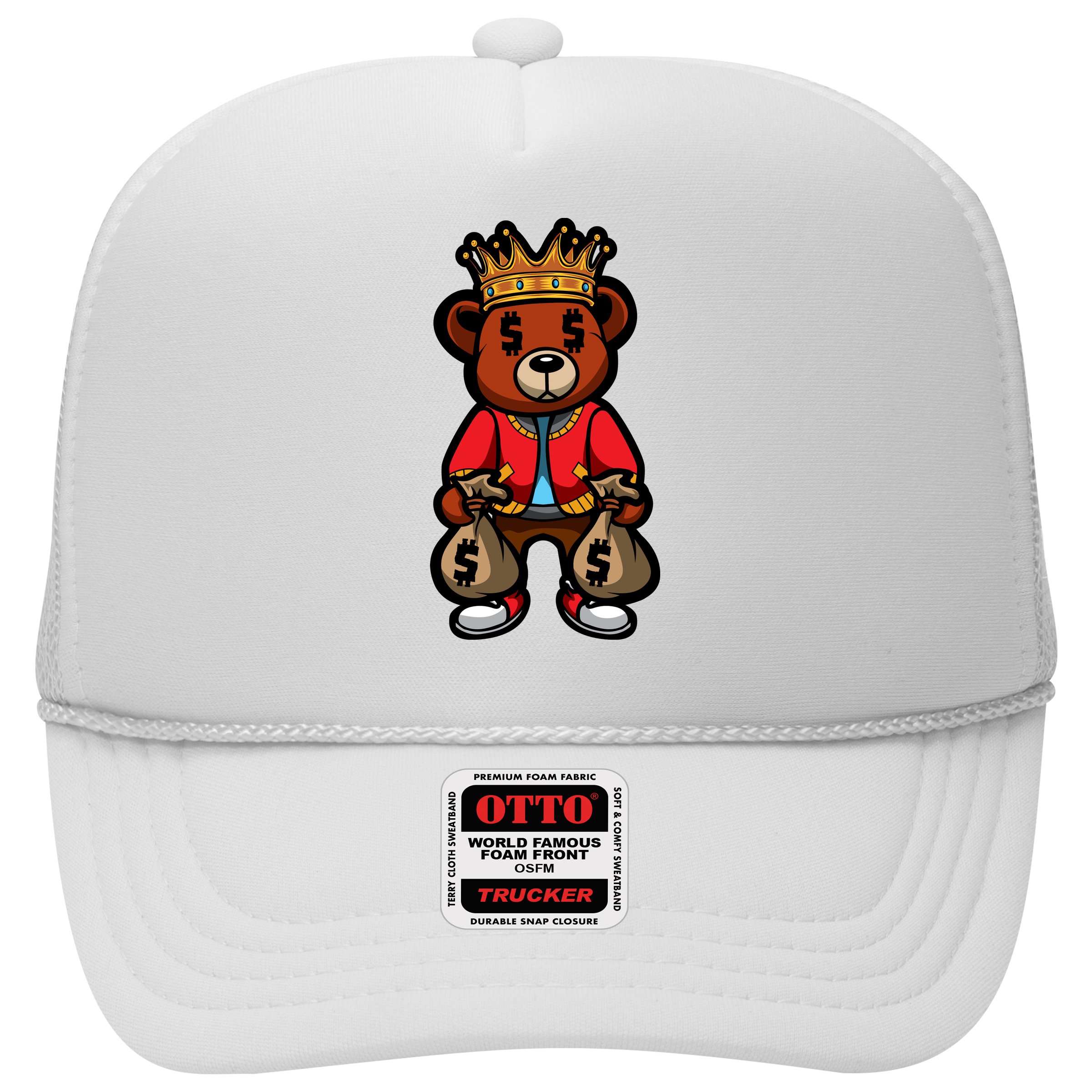 Gangster Teddy Bear King Money Bag Rich Savage Hip Hop Rap Rapper Cartoon Hat