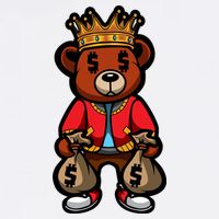 Gangster Teddy Bear King Money Bag Rich Savage Hip Hop Rap Rapper Cartoon Hat