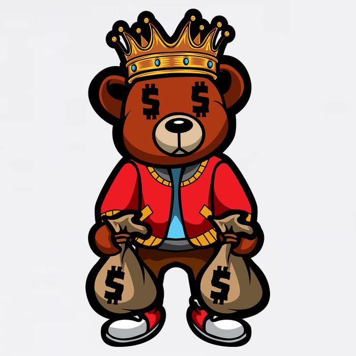 Gangster Teddy Bear King Money Bag Rich Savage Hip Hop Rap Rapper Cartoon Hat