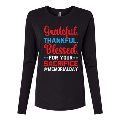 Grateful Thankful Blessed For Your Sacrifice Memorial Day Cute Gift Womens Cotton Relaxed Long Sleeve T-Shirt