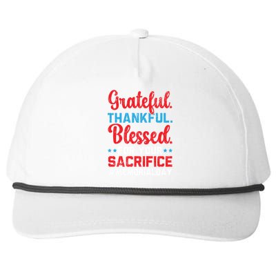 Grateful Thankful Blessed For Your Sacrifice Memorial Day Cute Gift Snapback Five-Panel Rope Hat