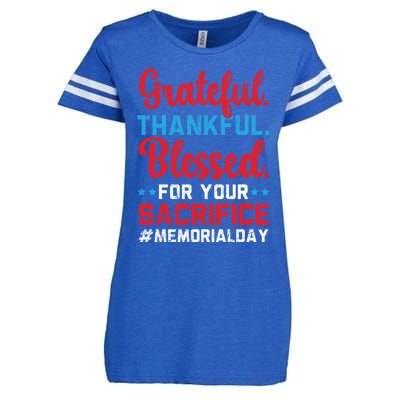 Grateful Thankful Blessed For Your Sacrifice Memorial Day Cute Gift Enza Ladies Jersey Football T-Shirt