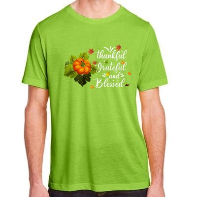 Grateful Thankful Blessed Plaid Leopard Pumpkin Thanksgiving Gift Adult ChromaSoft Performance T-Shirt