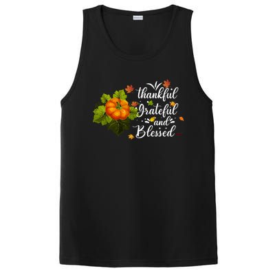 Grateful Thankful Blessed Plaid Leopard Pumpkin Thanksgiving Gift PosiCharge Competitor Tank