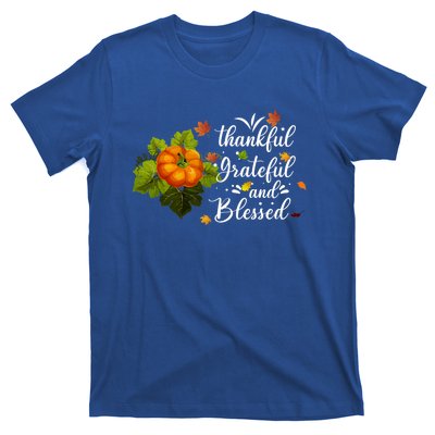 Grateful Thankful Blessed Plaid Leopard Pumpkin Thanksgiving Gift T-Shirt