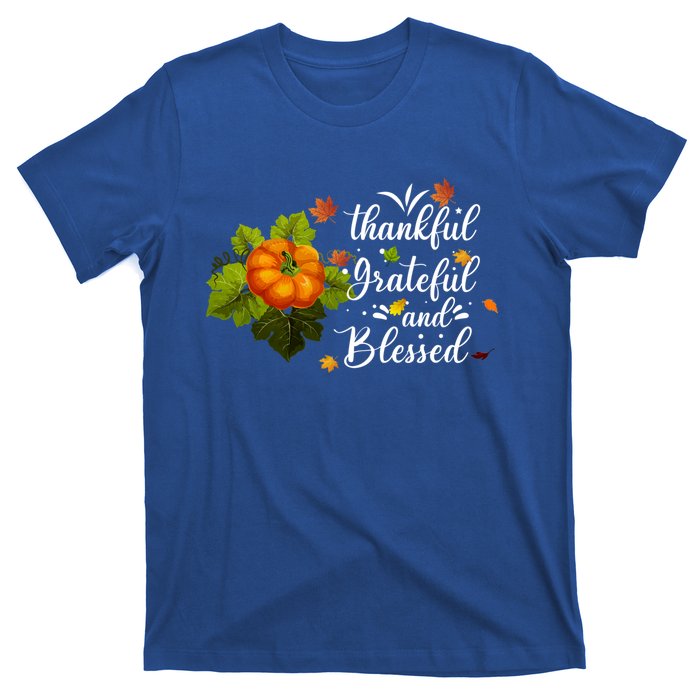 Grateful Thankful Blessed Plaid Leopard Pumpkin Thanksgiving Gift T-Shirt