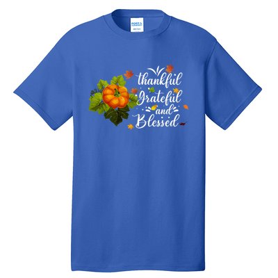 Grateful Thankful Blessed Plaid Leopard Pumpkin Thanksgiving Gift Tall T-Shirt