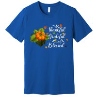 Grateful Thankful Blessed Plaid Leopard Pumpkin Thanksgiving Gift Premium T-Shirt