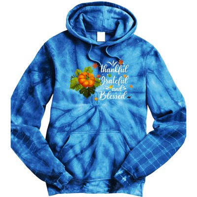 Grateful Thankful Blessed Plaid Leopard Pumpkin Thanksgiving Gift Tie Dye Hoodie