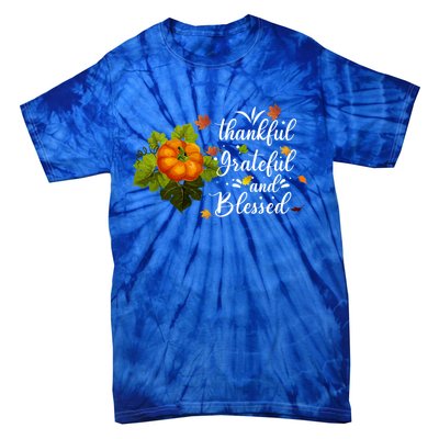 Grateful Thankful Blessed Plaid Leopard Pumpkin Thanksgiving Gift Tie-Dye T-Shirt