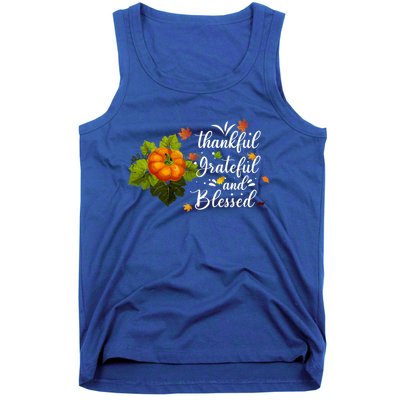 Grateful Thankful Blessed Plaid Leopard Pumpkin Thanksgiving Gift Tank Top