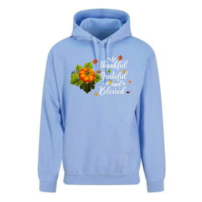 Grateful Thankful Blessed Plaid Leopard Pumpkin Thanksgiving Gift Unisex Surf Hoodie