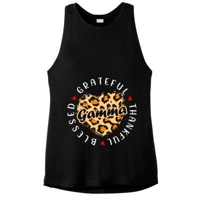 Grateful Thankful Blessed Gamma Leopard Heart Love Grandma Meaningful Gift Ladies PosiCharge Tri-Blend Wicking Tank