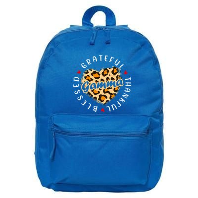 Grateful Thankful Blessed Gamma Leopard Heart Love Grandma Meaningful Gift 16 in Basic Backpack
