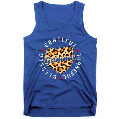 Grateful Thankful Blessed Gamma Leopard Heart Love Grandma Meaningful Gift Tank Top