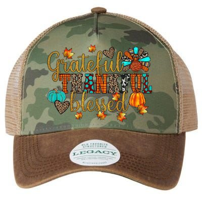 Grateful Thankful Blessed Thanksgiving Legacy Tie Dye Trucker Hat