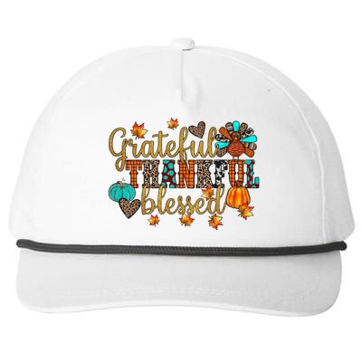 Grateful Thankful Blessed Thanksgiving Snapback Five-Panel Rope Hat