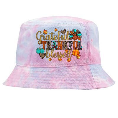 Grateful Thankful Blessed Thanksgiving Tie-Dyed Bucket Hat