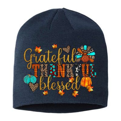 Grateful Thankful Blessed Thanksgiving Sustainable Beanie