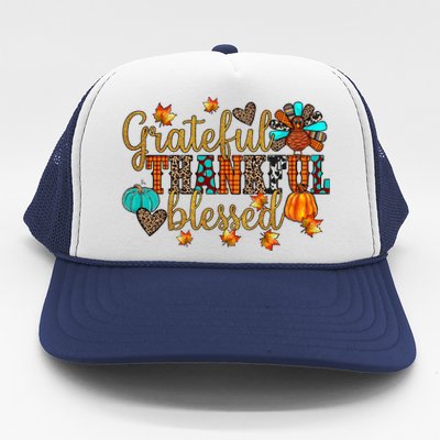 Grateful Thankful Blessed Thanksgiving Trucker Hat