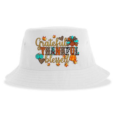 Grateful Thankful Blessed Thanksgiving Sustainable Bucket Hat