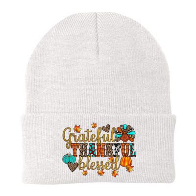 Grateful Thankful Blessed Thanksgiving Knit Cap Winter Beanie