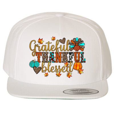 Grateful Thankful Blessed Thanksgiving Wool Snapback Cap