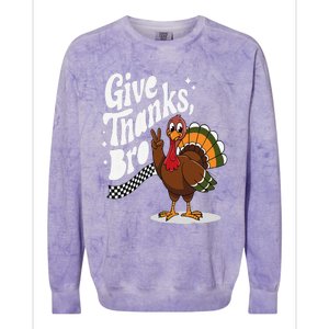 Give Thanks Bro Cute Turkey Thankful Thanksgiving Colorblast Crewneck Sweatshirt