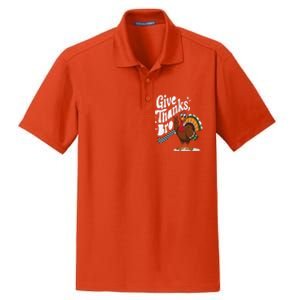 Give Thanks Bro Cute Turkey Thankful Thanksgiving Dry Zone Grid Polo