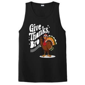 Give Thanks Bro Cute Turkey Thankful Thanksgiving PosiCharge Competitor Tank