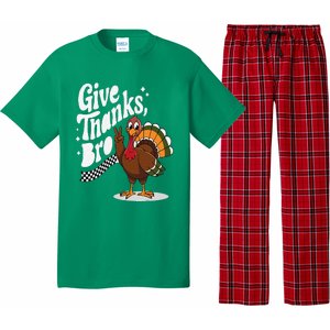 Give Thanks Bro Cute Turkey Thankful Thanksgiving Pajama Set