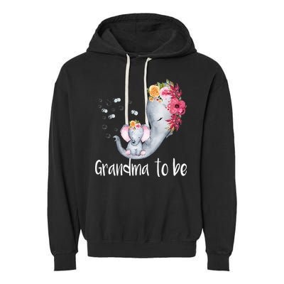 Grandma To Be Elephant Baby Shower For Floral Garment-Dyed Fleece Hoodie