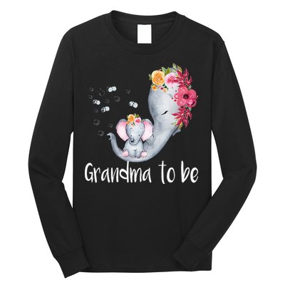 Grandma To Be Elephant Baby Shower For Floral Long Sleeve Shirt