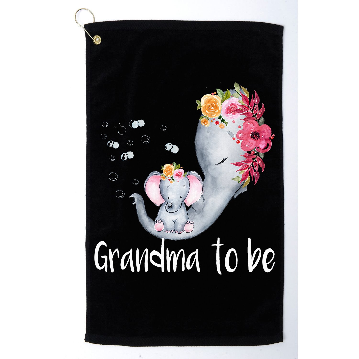 Grandma To Be Elephant Baby Shower For Floral Golf Towel