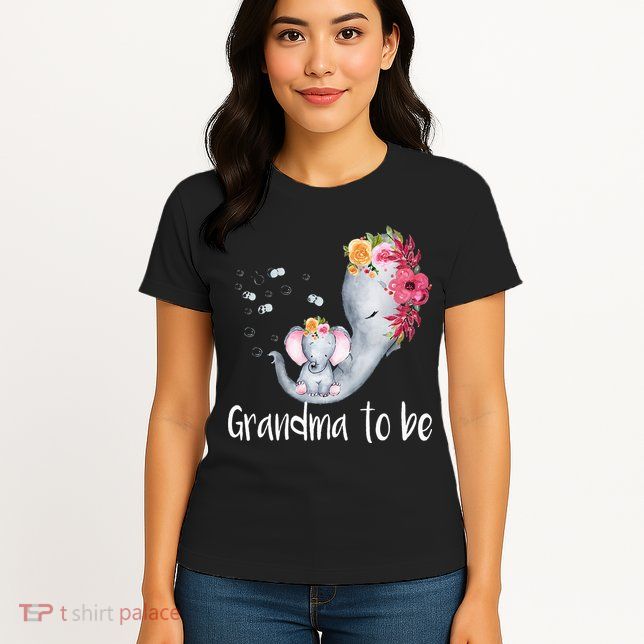 Grandma To Be Elephant Baby Shower For Floral Womens T-Shirt