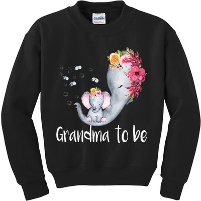 Grandma To Be Elephant Baby Shower For Floral Kids Sweatshirt