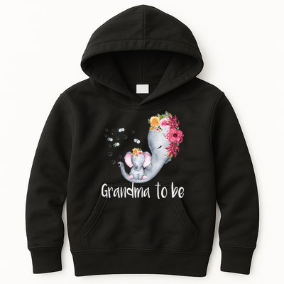 Grandma To Be Elephant Baby Shower For Floral Kids Hoodie