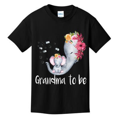 Grandma To Be Elephant Baby Shower For Floral Kids T-Shirt